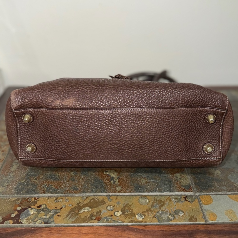Vintage Coach Hampton Chocolate Brown Pebbled Leather Satchel Bag - Picture 6 of 14